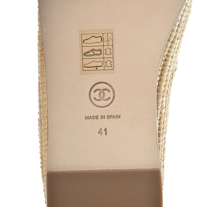Chanel Lambskin Grosgrain CC Espadrilles 41 Ivory Black 7 of 9