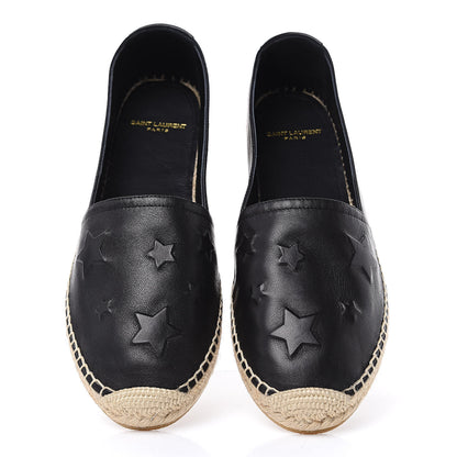 Saint Laurent Nappa Embossed Stars Espadrilles 39 Black 9 of 10