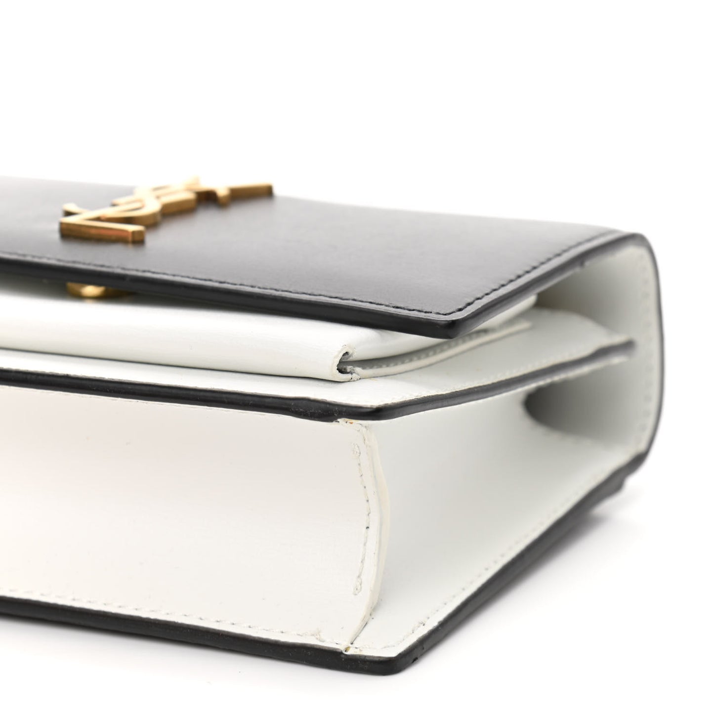 New Aspen Calfskin Bi-Color Monogram Sunset Chain Wallet Black Dirty White