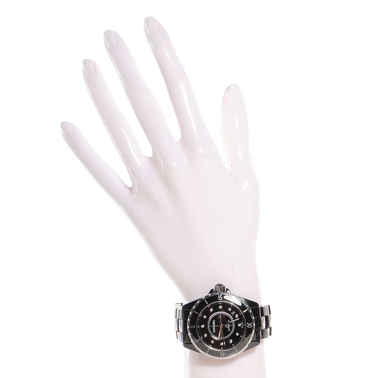 Chanel Stainless Steel Ceramic Diamond 38mm J12 Automatic Watch Black 2 of 6