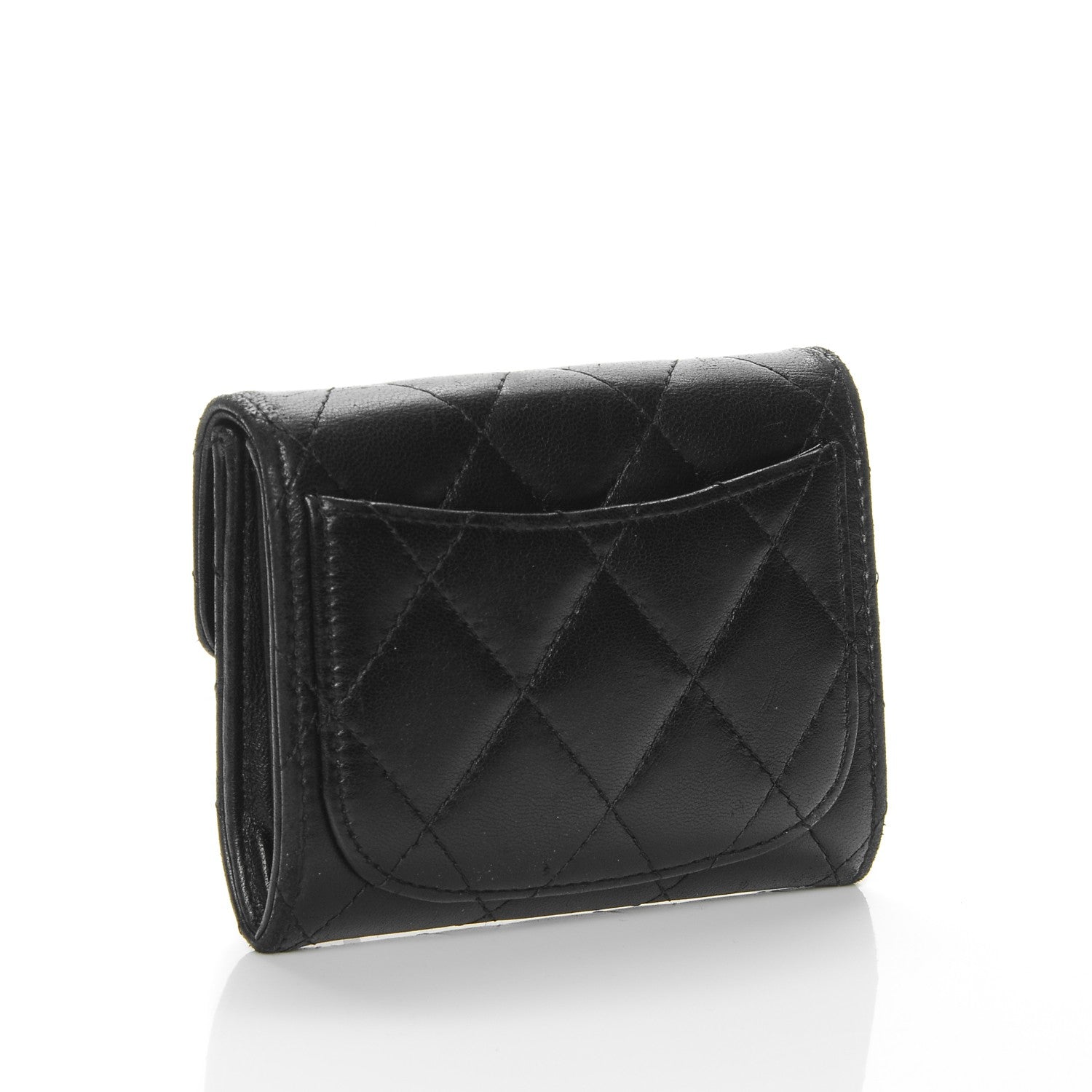 Chanel Lambskin Quilted Flap Card Holder Wallet Black 3 of 8