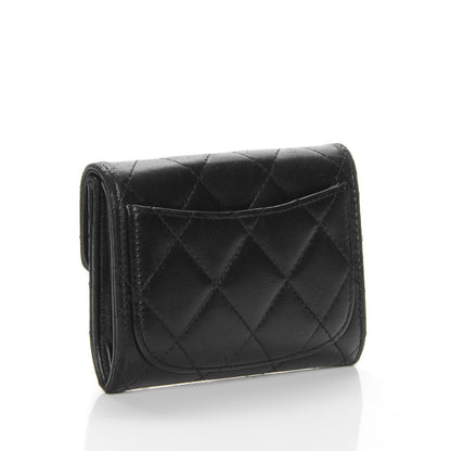 Chanel Lambskin Quilted Flap Card Holder Wallet Black 3 of 8