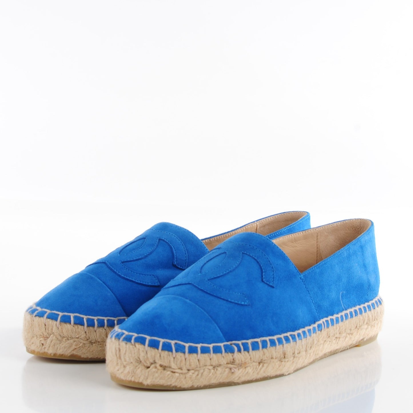 Suede Lambskin CC Espadrilles 38 Blue