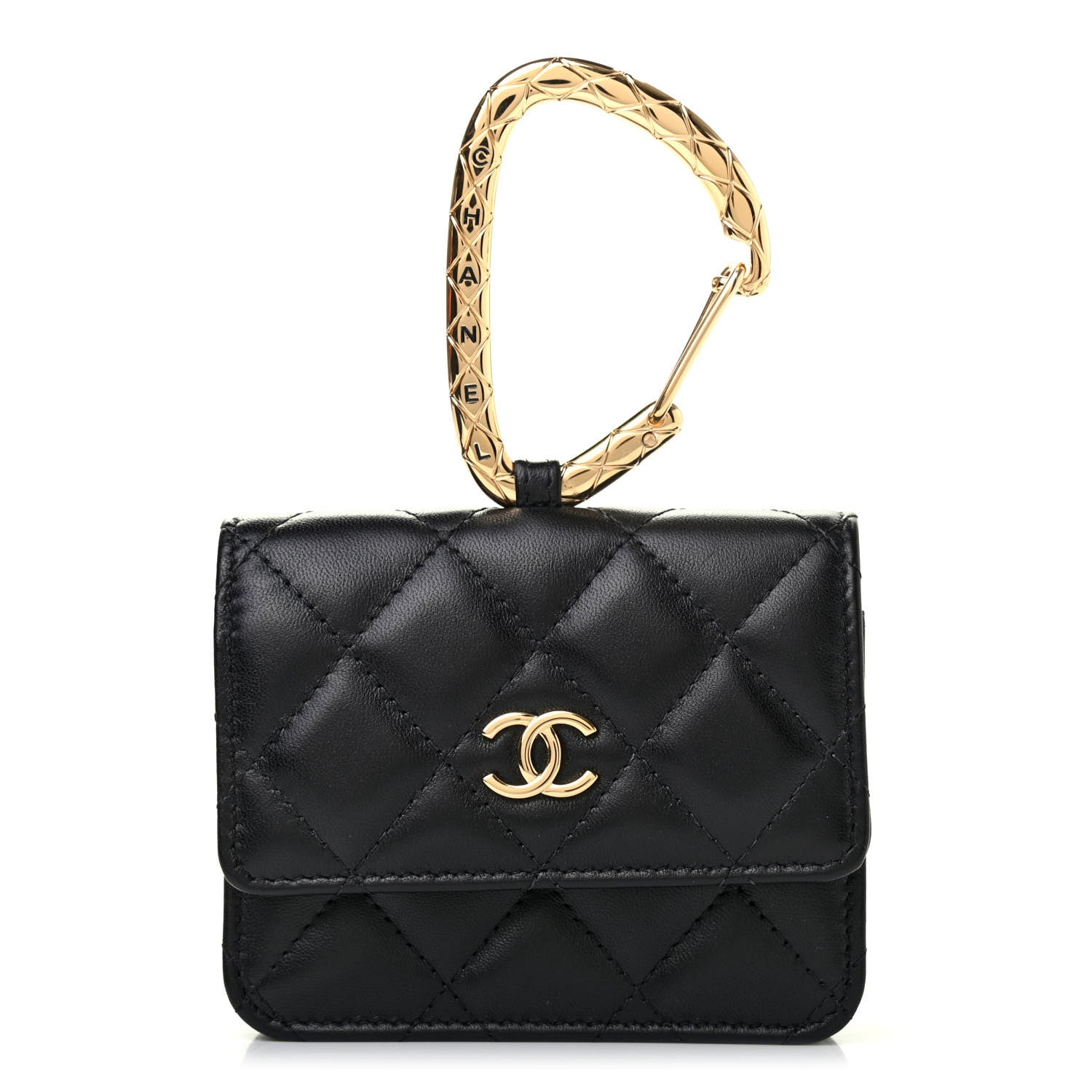 Chanel Lambskin Quilted CC Hook Card Holder Black 1 of 9