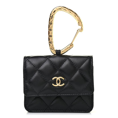 Chanel Lambskin Quilted CC Hook Card Holder Black 1 of 9