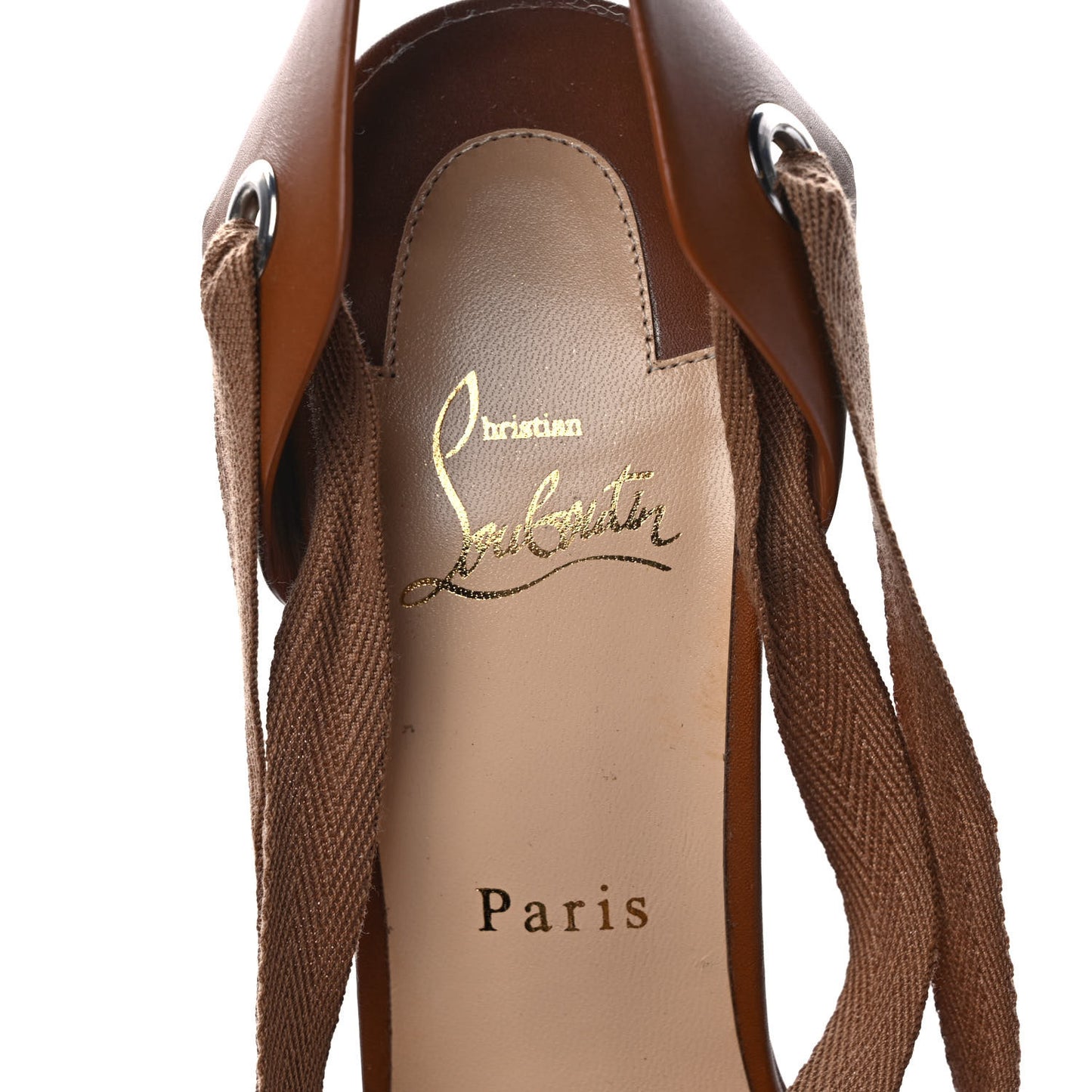 Shiny Calfskin Tribuli 140 Wedge Sandals 39 Fauve