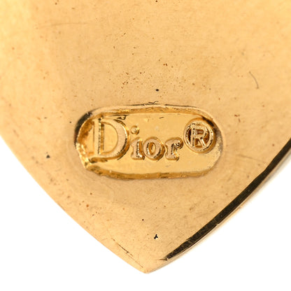 Christian Dior Pearl Heart Logo Drop Earrings Gold White 4 of 4
