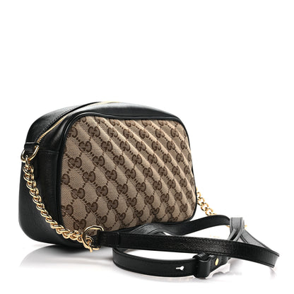 Gucci Monogram Matelasse Diagonal Small GG Marmont Chain Shoulder Bag Beige Black 3 of 8