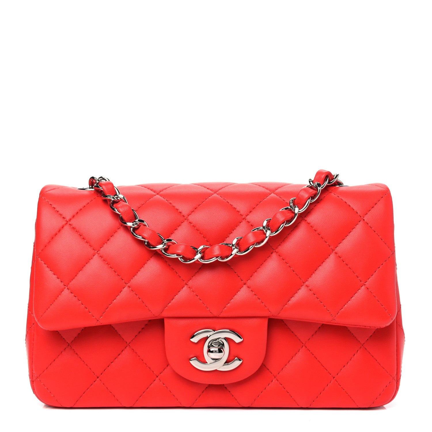 Chanel Lambskin Quilted Mini Rectangular Flap Red 1 of 4
