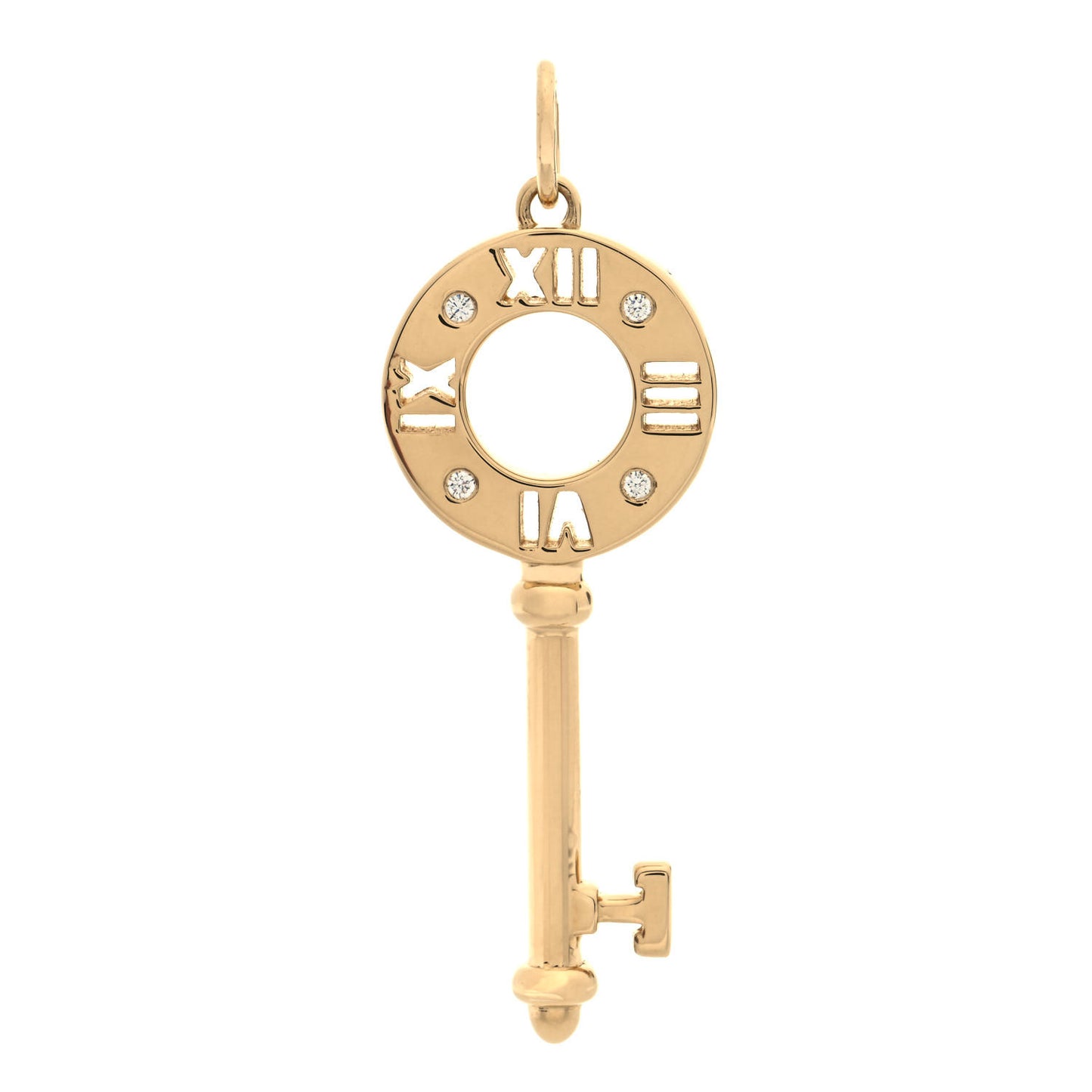 18K Yellow Gold Diamond Atlas Pierced Key Pendant