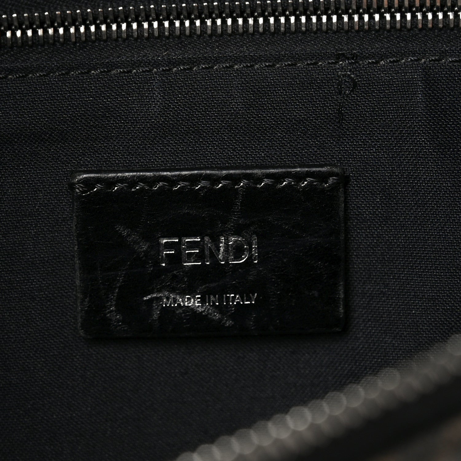 Fendi Glazed Fabric Vitello Liberty FF 1974 Diagonal Belt Bag Tobacco Moresco Black 5 of 9
