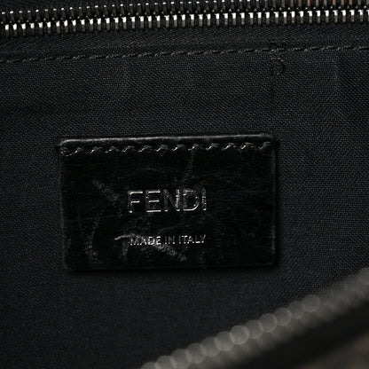 Fendi Glazed Fabric Vitello Liberty FF 1974 Diagonal Belt Bag Tobacco Moresco Black 5 of 9