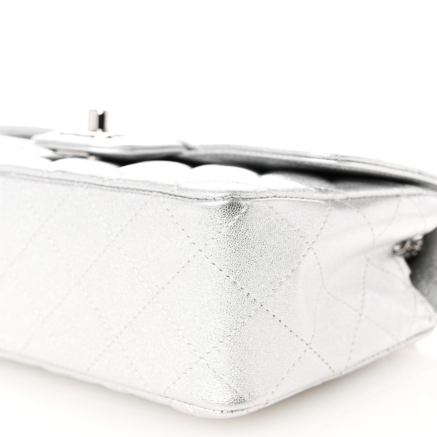 Chanel Metallic Lambskin Quilted Mini Rectangular Flap Silver 10 of 10