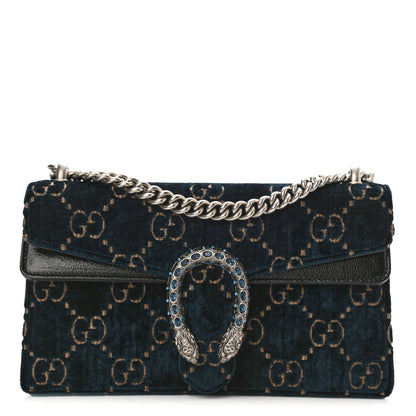 Gucci Velvet Skipper Crystal GG Monogram Small Dionysus Shoulder Bag Blue Beige Black 1 of 9