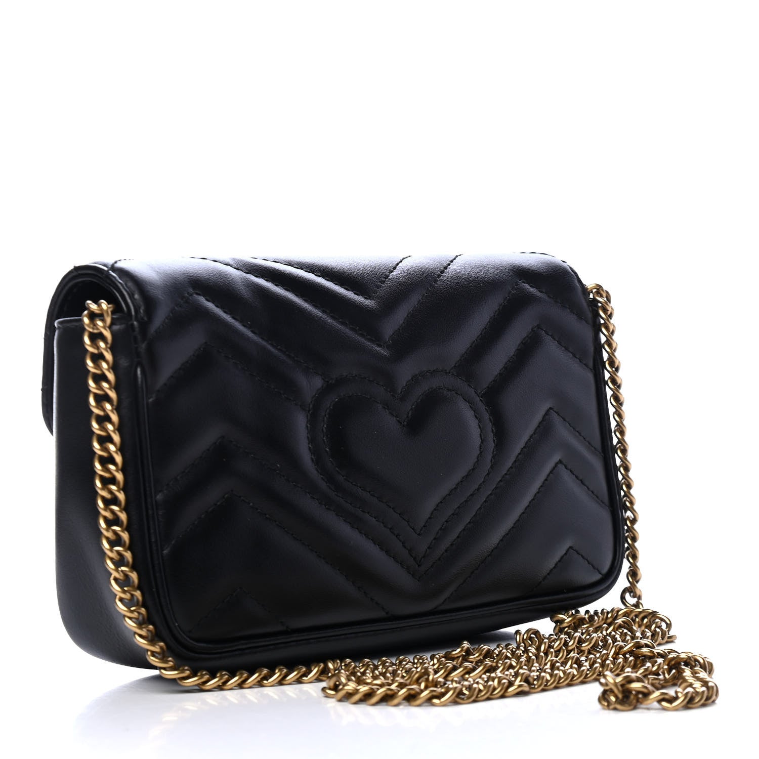 Gucci Calfskin Matelasse Super Mini GG Marmont Shoulder Bag Black 2 of 4