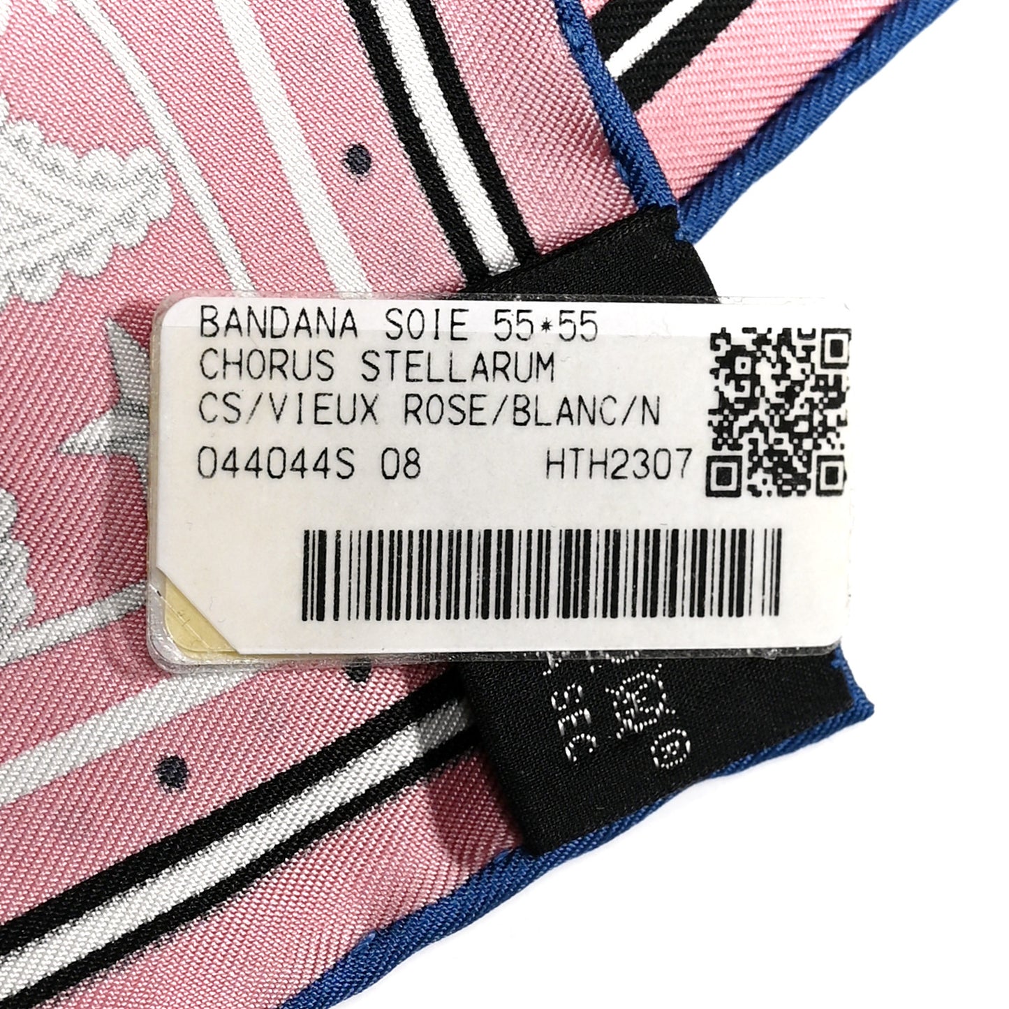 Silk Chorus Stellarum Bandana Scarf 55 Vieux Rose Blanc