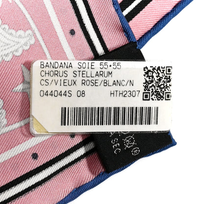 Hermes Silk Chorus Stellarum Bandana Scarf 55 Vieux Rose Blanc 3 of 4