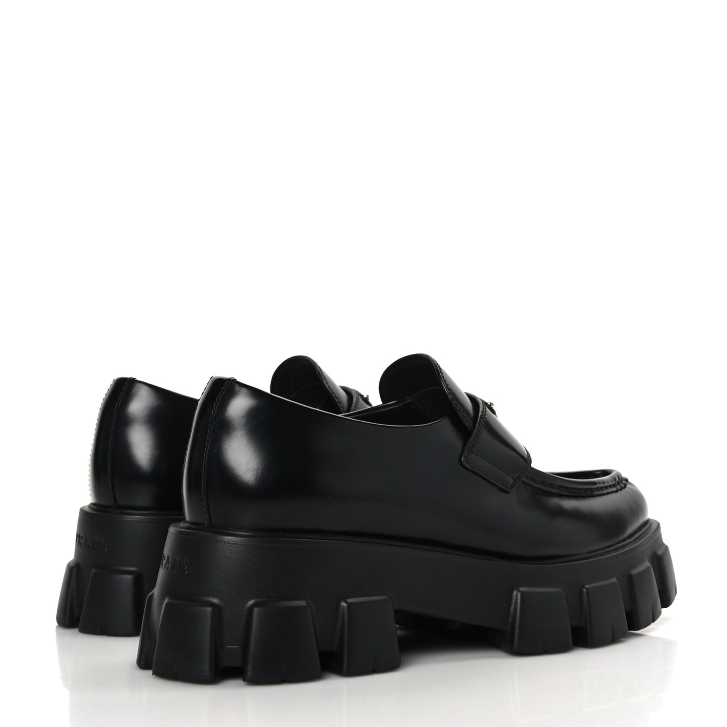Spazzolato Triangle Logo Monolith Pointy 55mm Loafers 41 Black
