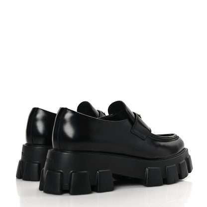 Prada Spazzolato Triangle Logo Monolith Pointy 55mm Loafers 41 Black 4 of 9