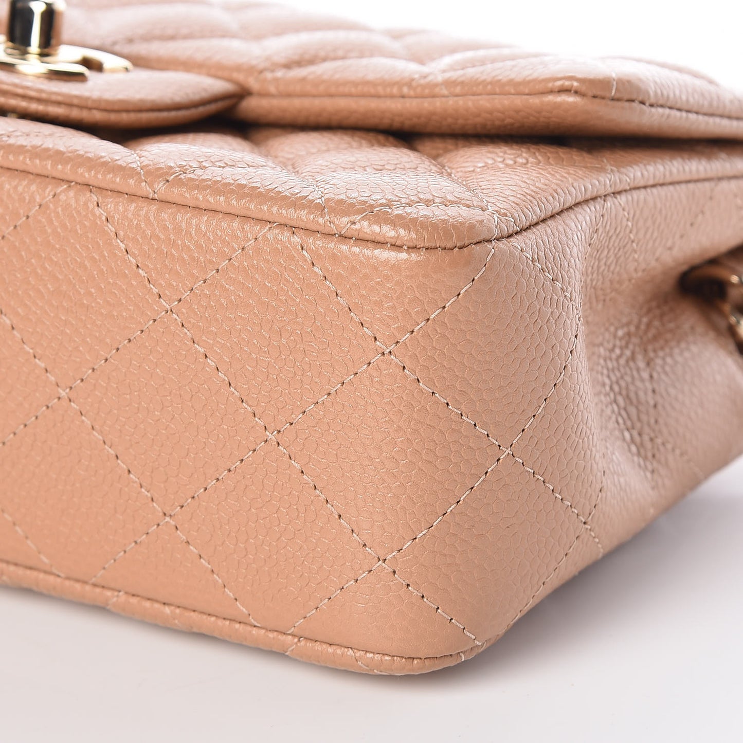 Caviar Quilted Mini Rectangular Flap Dark Beige