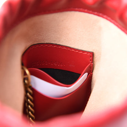 Gucci Calfskin Matelasse Mini GG Marmont 2.0 Bucket Bag Hibiscus Red 9 of 11