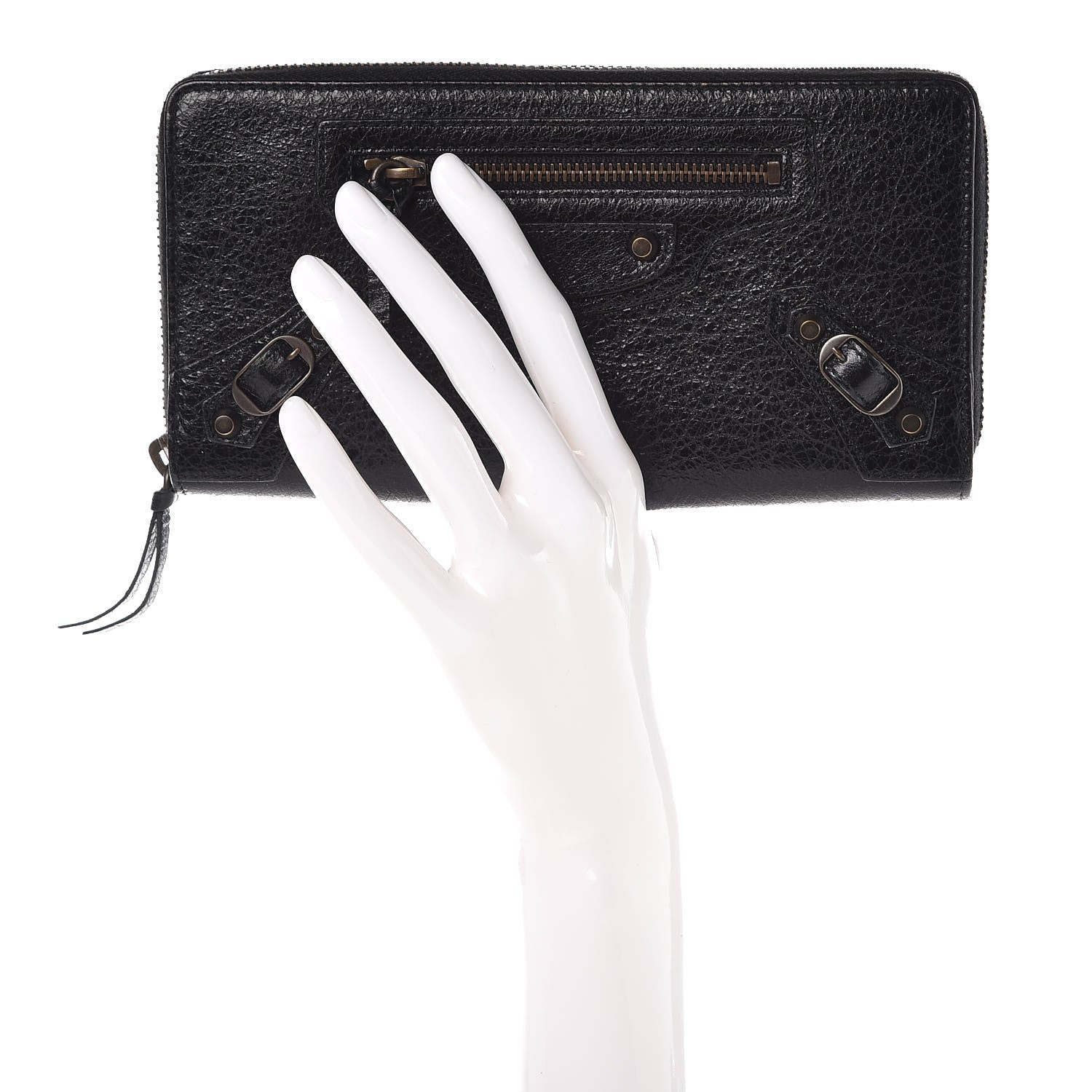 Balenciaga Agneau Classic Hardware Continental Zip Around Wallet Black 2 of 8