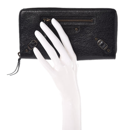 Balenciaga Agneau Classic Hardware Continental Zip Around Wallet Black 2 of 8