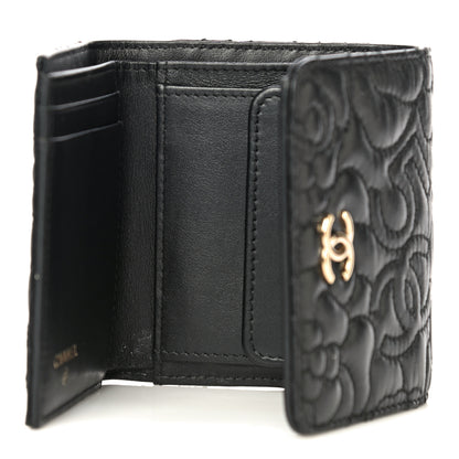 Chanel Lambskin Camellia Embossed Small Wallet Black 5 of 17