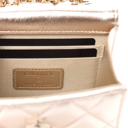 Chanel Metallic Lambskin Quilted Mini Trendy CC Clutch With Chain Gold 8 of 11