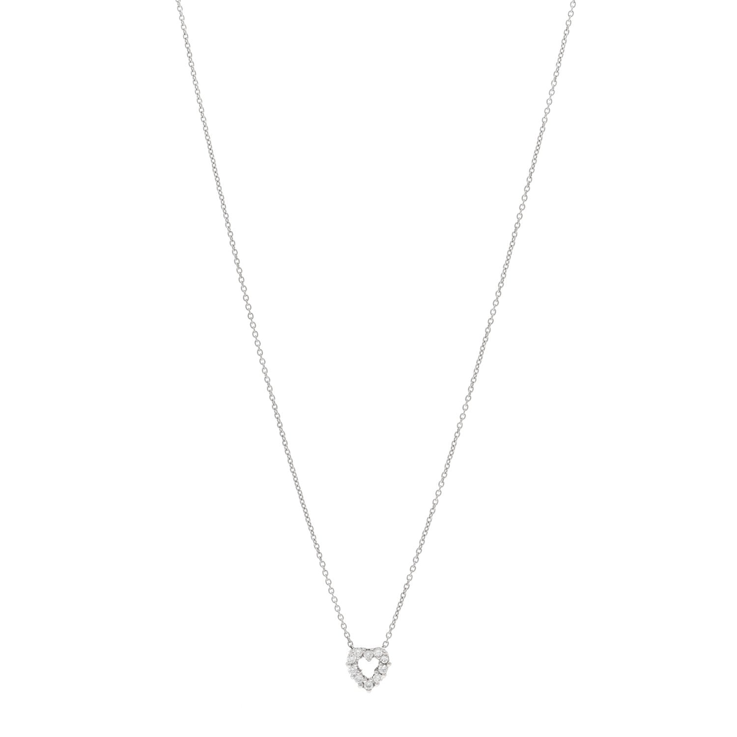 Roberto Coin 18K White Gold Diamond Tiny Treasures Heart Pendant Necklace 1 of 4