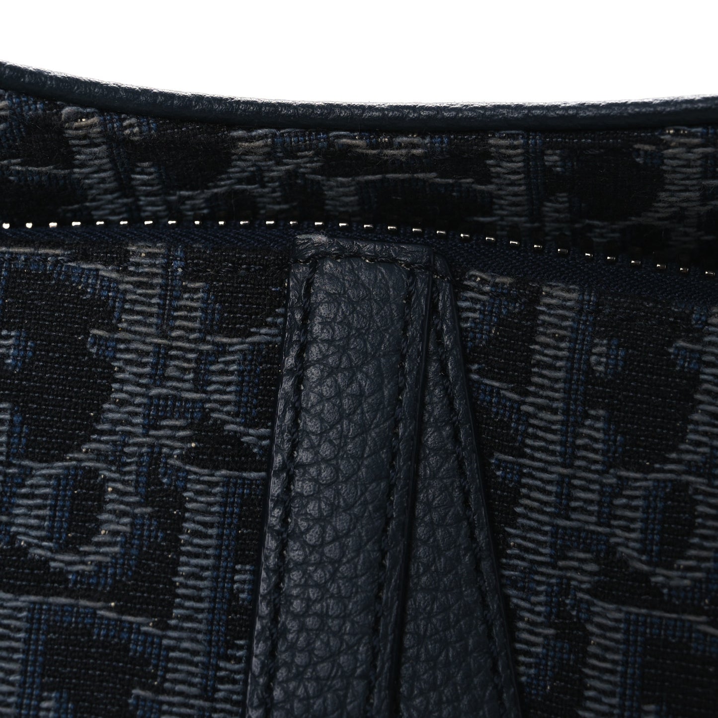 Grained Calfskin Oblique Mens Saddle Bag Black Black Blue