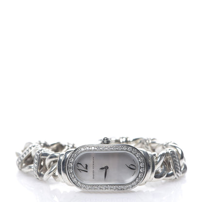 David Yurman Stainless Steel Sterling Silver Diamond Bezel Mother of Pearl 20mm Madison Cable Quartz Watch 2 of 6