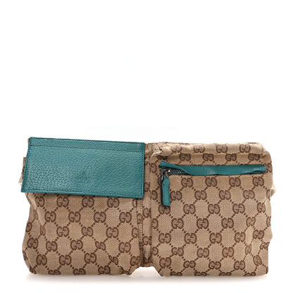 Gucci GG Monogram Web Double Pocket Belt Bag Turquoise 1 of 10