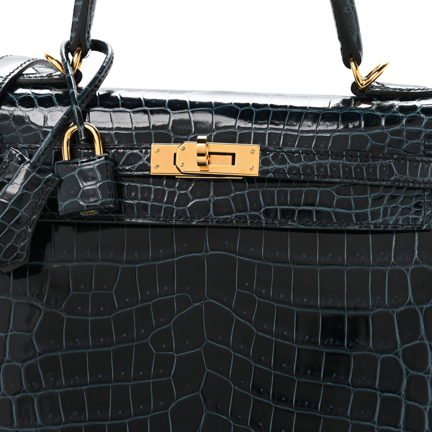 Hermes Shiny Niloticus Crocodile Kelly Sellier 25 Vert Rousseau 8 of 10
