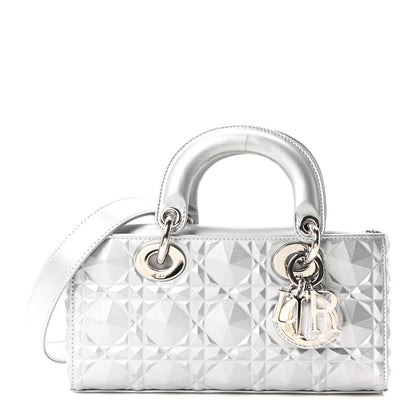 Christian Dior Metallic Calfskin Cannage Diamond Small Lady D-Joy Silver 1 of 10