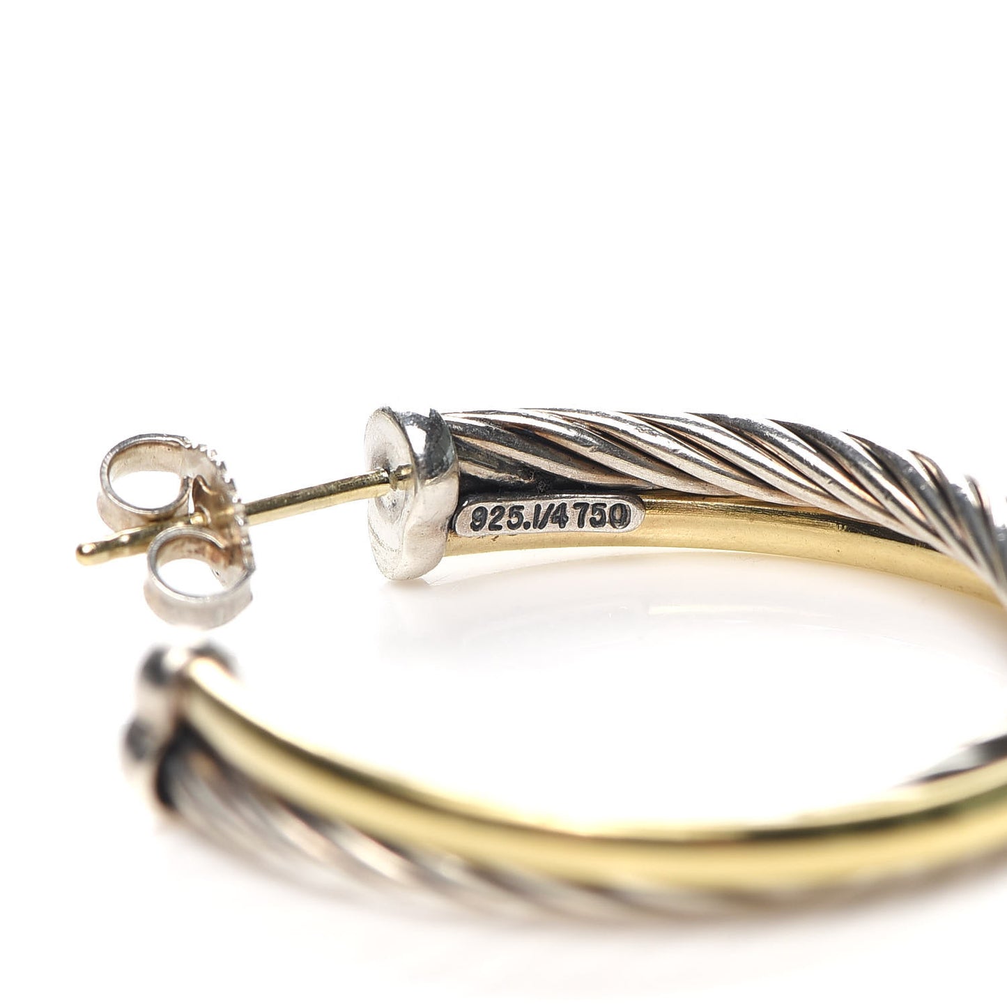 Sterling Silver 18K Yellow Gold 31mm Crossover Cable Hoop Earrings