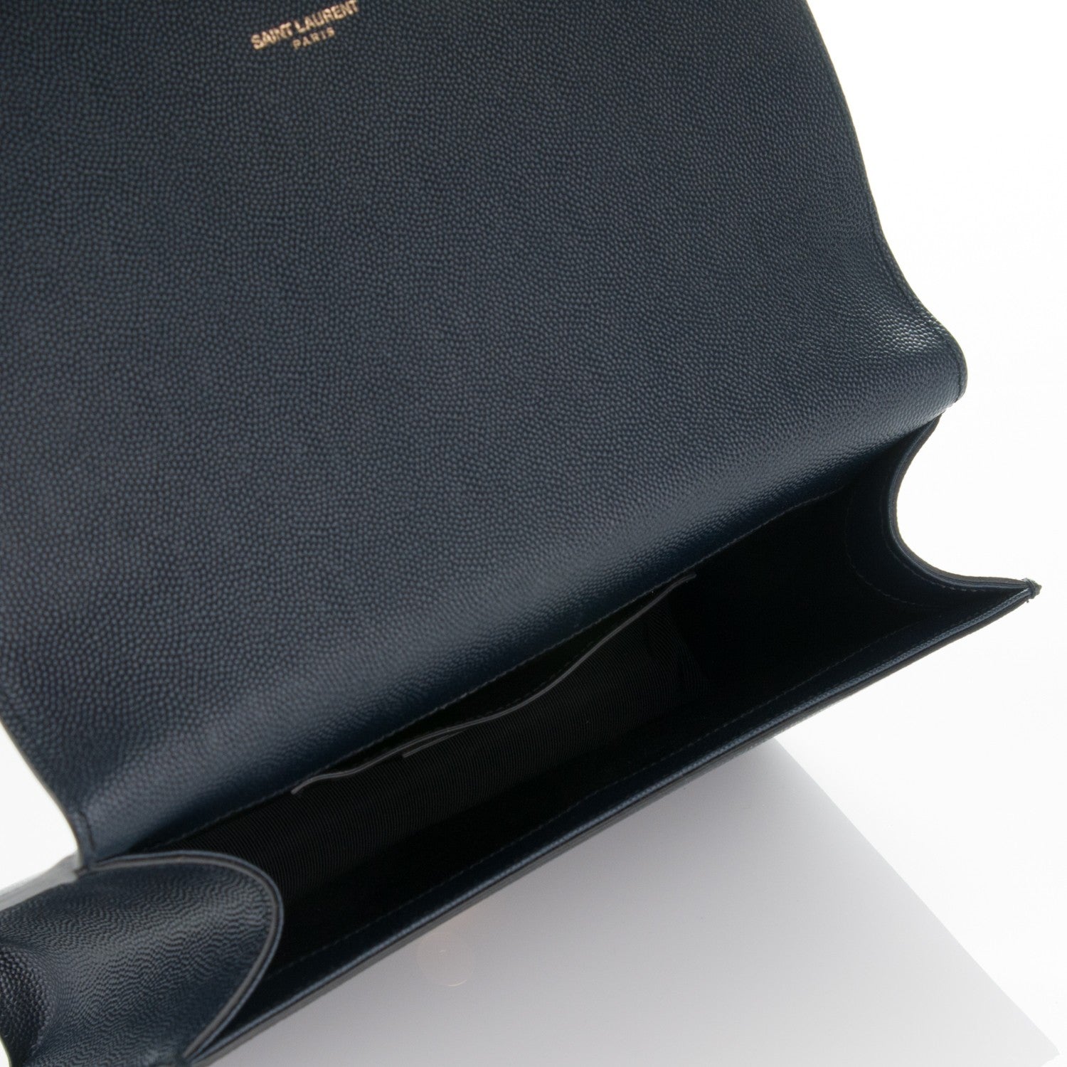 Saint Laurent Grain De Poudre Classic Monogram Clutch Navy 5 of 6