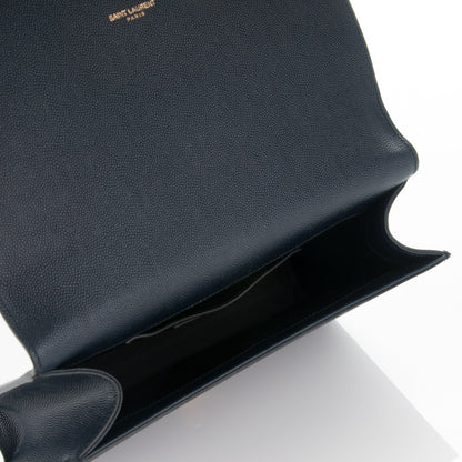 Saint Laurent Grain De Poudre Classic Monogram Clutch Navy 5 of 6