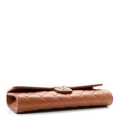 Chanel Lambskin Quilted Top Handle Long Clutch With Chain Brown 7 of 23