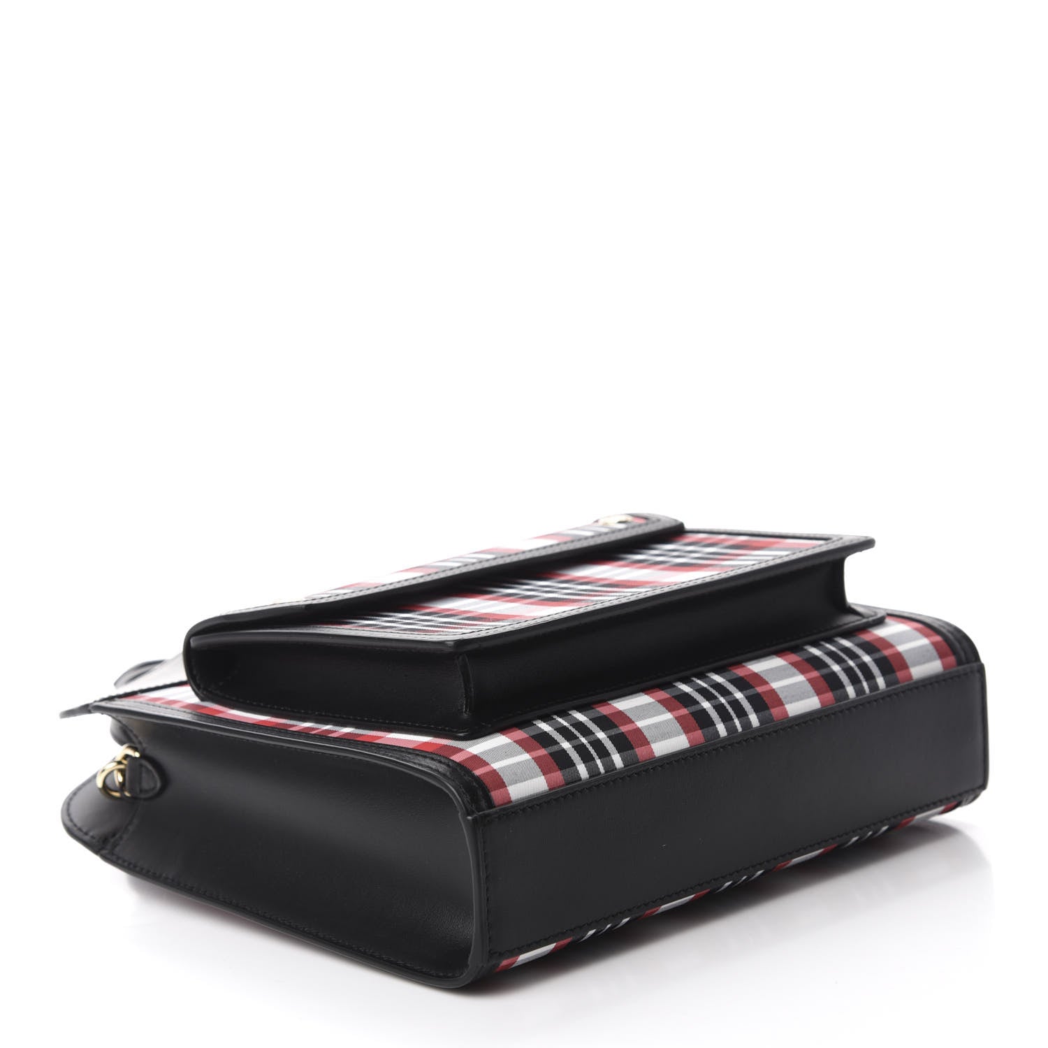 Burberry Calfskin Nylon Tartan Mini Pocket Bag Bright Red 4 of 10