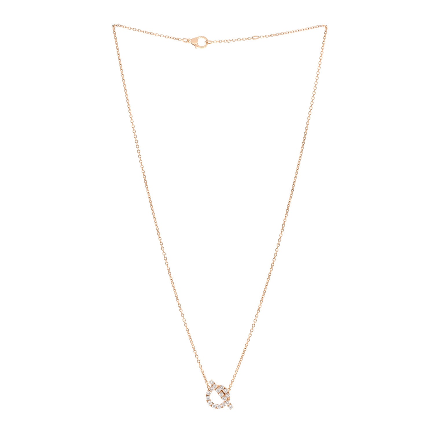 Hermes 18K Rose Gold Diamond Finesse Pendant Necklace 3 of 5
