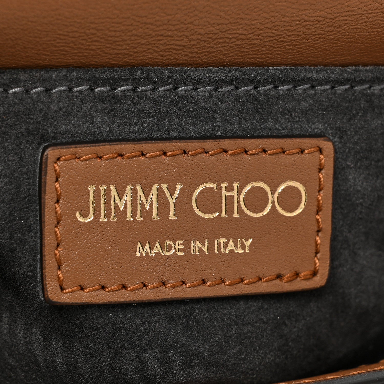 Jimmy Choo Calfskin Small Varenne Logo Embossed Shoulder Bag Caramel 6 of 9