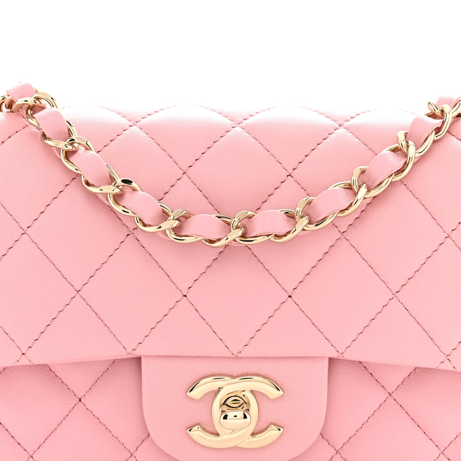 Chanel Lambskin Quilted Mini Rectangular Flap Pink 8 of 11