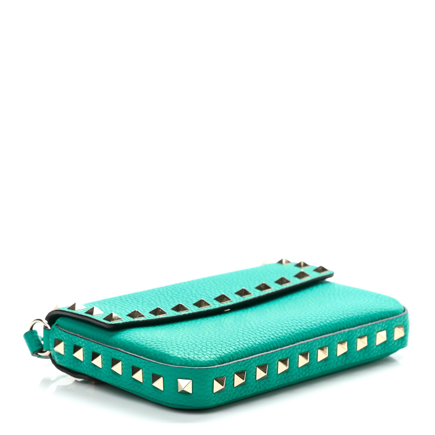Valentino Garavani Grainy Calfskin Rockstud Crossbody Pouch Ultra Marine Green 4 of 10