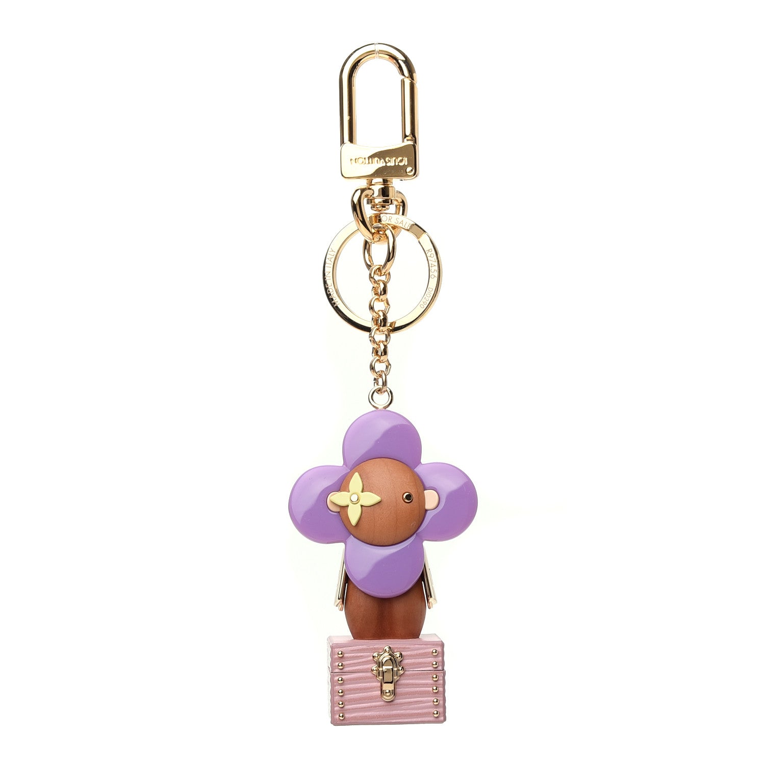 Louis Vuitton Resin Wood Vivienne Trunk Bag Charm Key Holder Pink 1 of 3