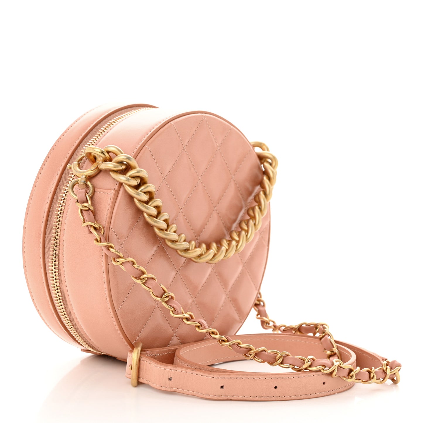 Calfskin Round As Earth Evening Bag Beige