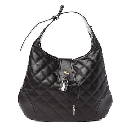 Burberry Calfskin Quilted Brook Hobo Dark Brown 1 of 9