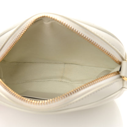 Celine Calfskin Quilted Small C Charm Bag White 5 of 10