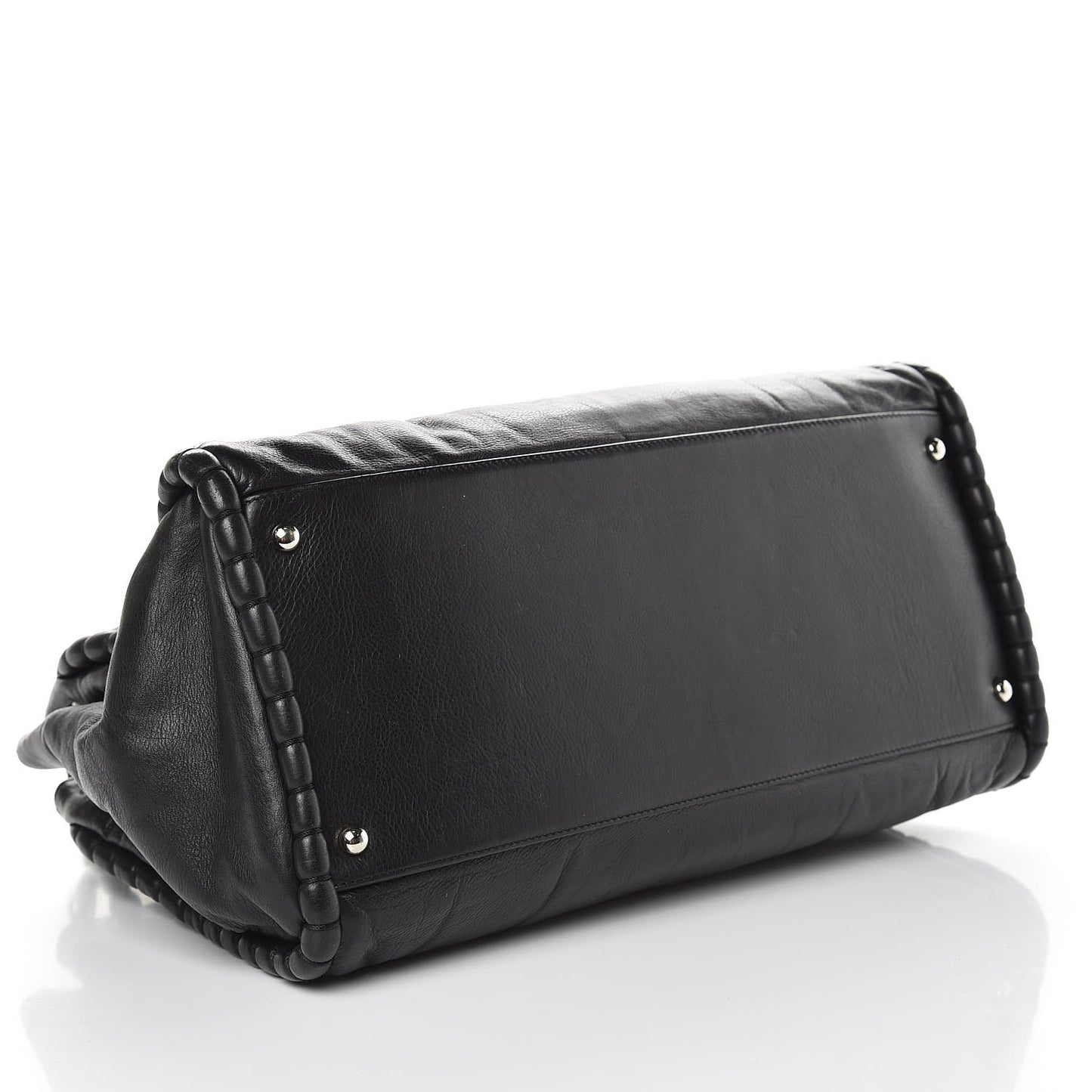 Calfskin Coco Bengal Open Accordion Tote Black