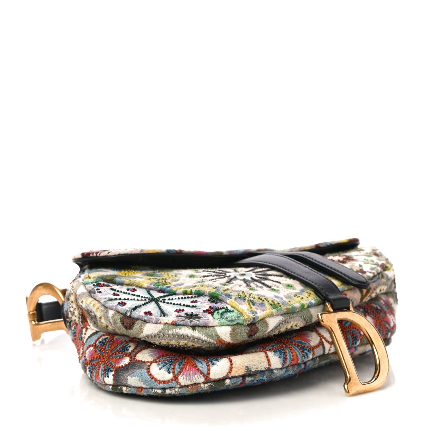 Christian Dior Canvas Embroidered Kaleidiorscopic Saddle Bag Multicolor 3 of 12